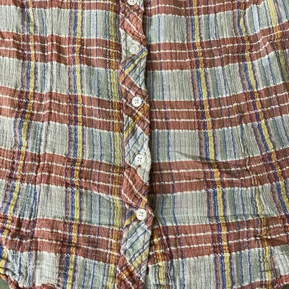 We The Free blouse shirt long sleeve button down front waist pleats Sz S I -05 - Picture 7 of 8